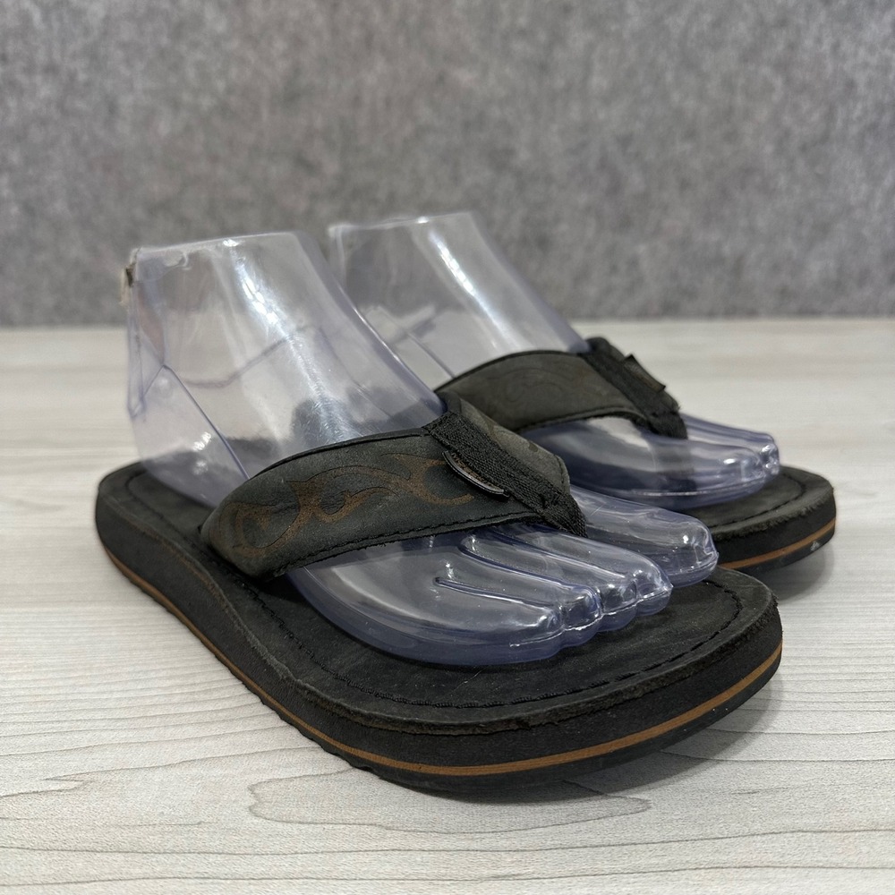 Moszkito Flip Flop Sandals Womens 4 Blk Leather Arch Support Comfort Thong Shoes